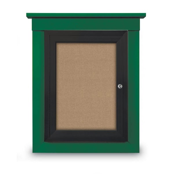 60"x36" 2-Door Enclosed Letterboard, Blue Vinyl/Cherry